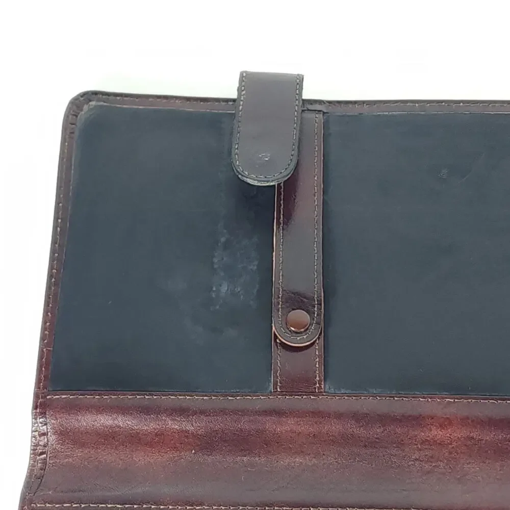 Bosca USA Oxblood Hand Stained Leather Portfolio Travel Tie Organizer Case